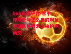 bob彩票平台-意甲球队外号怎么来的啊意甲球队外号怎么来的啊英文